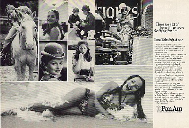 An early 1970s ad featuring Pan Am stewardess Ilona Zohn